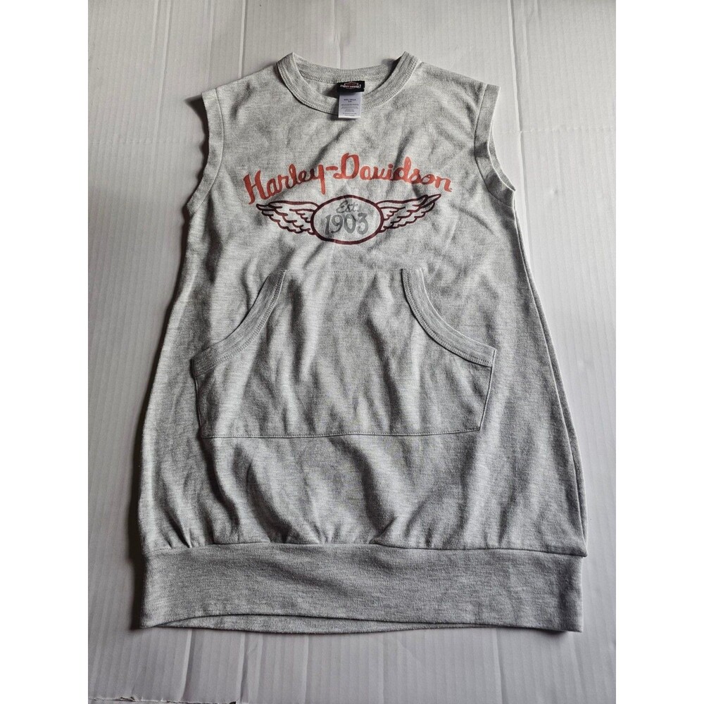 Harley Davidson Youth 7/8 Sleeveless Sweatshirt Gray Est 1903 Motorcycle